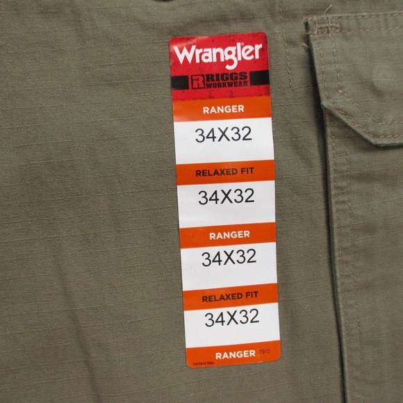 Wrangler Riggs Pants Men's 34x32 Tan Ranger Cargo Ripstop Relaxed Work Wear - Picture 7 of 12